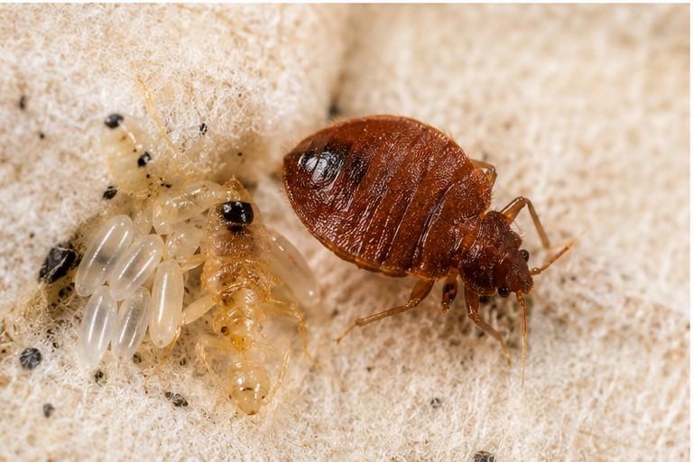 Bed bug eggs and nymphs found during a property inspection